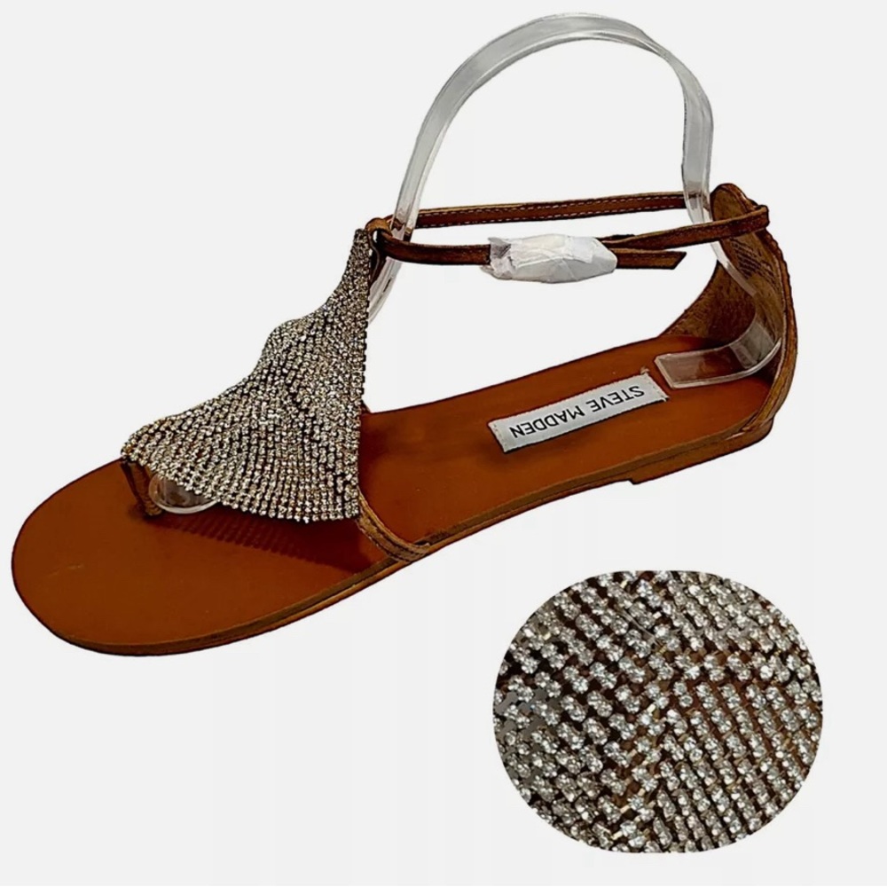 STEVE MADDEN “Shinyy” rhinestone thong sandals